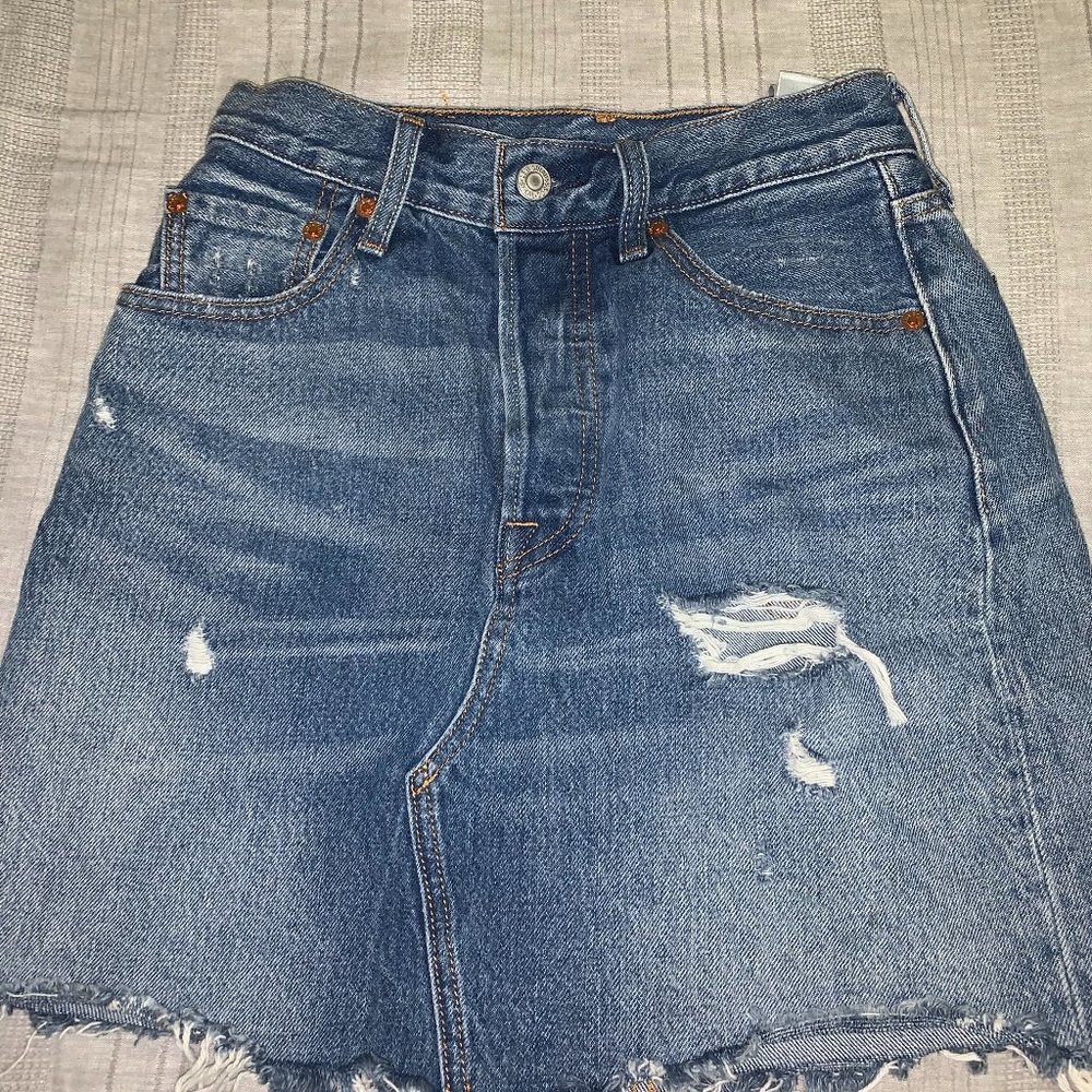 blue levi jean skirt